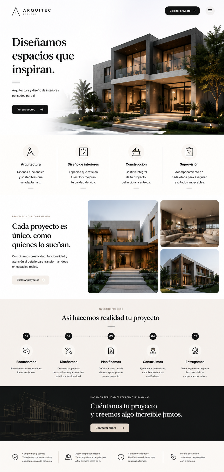 Ejemplo de Landing Page para un estudio de arquitectura